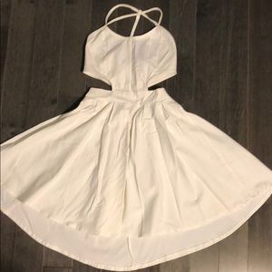 Cute white fit and flare cut out dress!!